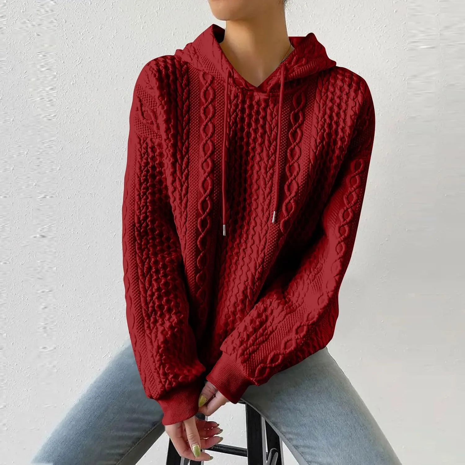 Hoodies For Women Casual Pullover Long Sleeve Drawstring Hoodies Sweatshirts with Pocket