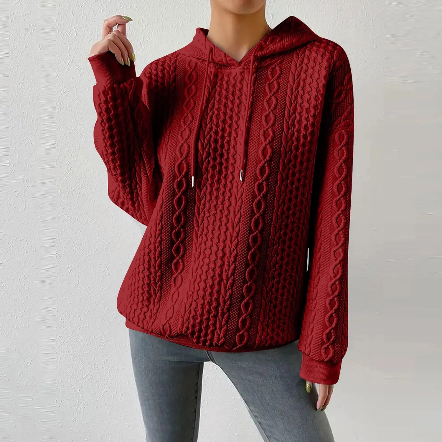 Hoodies For Women Casual Pullover Long Sleeve Drawstring Hoodies Sweatshirts with Pocket