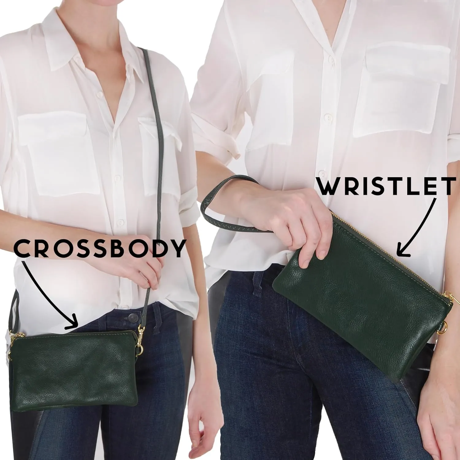 Humble Chic NY Vegan Leather Wristlet Purse for Women - Small Clutch Purse with Shoulder and Wrist Straps