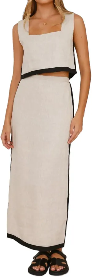 IDEALSANXUN Two Piece Sets for Women Summer Cropped Linen Tank Tops and Maxi Skirt Matching Set