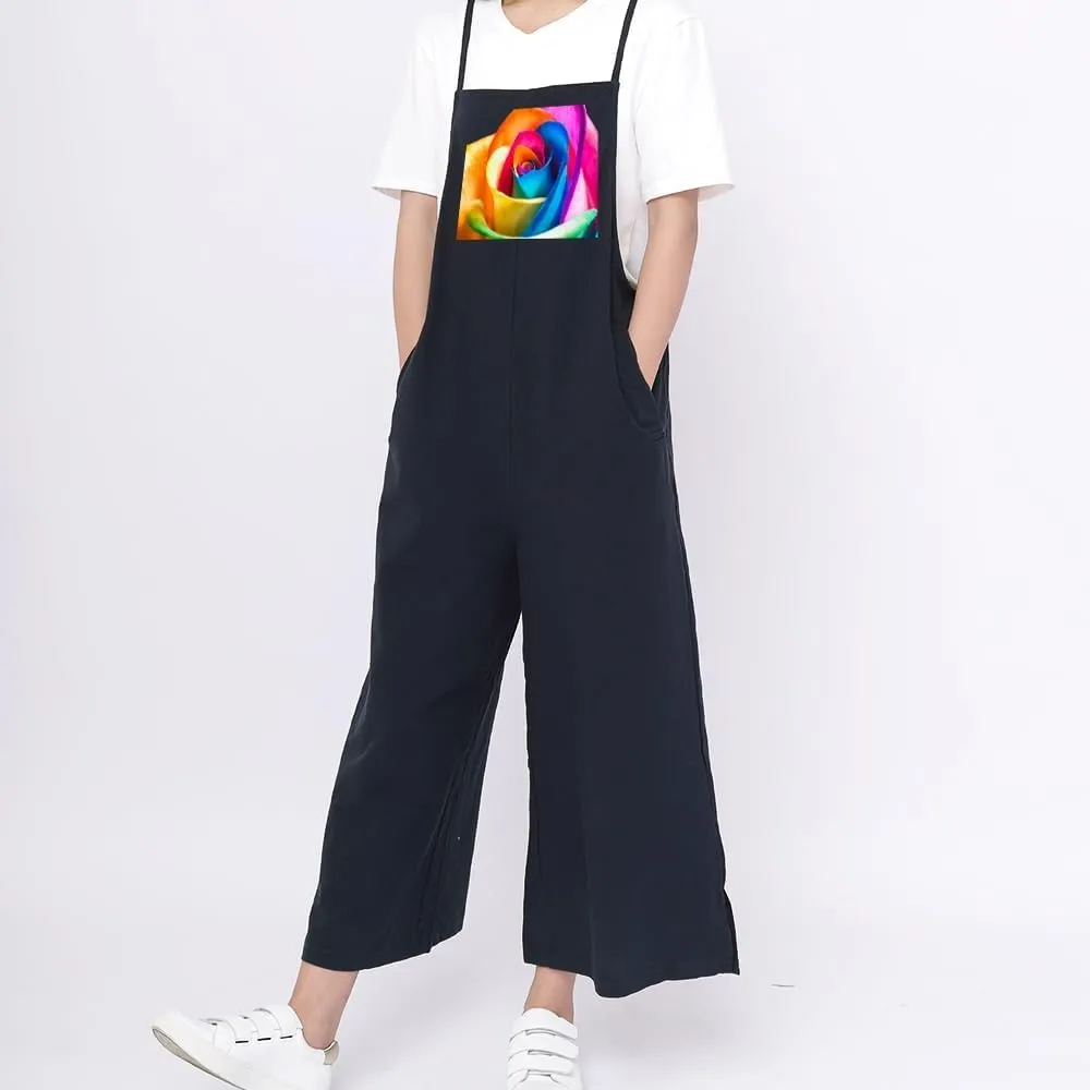 IMAYONDIA Women's Jumpsuits Casual Long Rompers Wide Leg Baggy Bibs Overalls Pants S-5XL