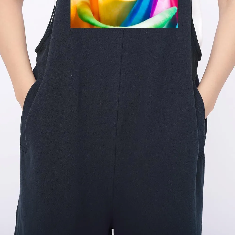 IMAYONDIA Women's Jumpsuits Casual Long Rompers Wide Leg Baggy Bibs Overalls Pants S-5XL