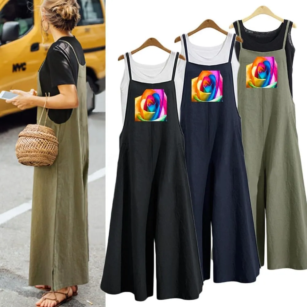 IMAYONDIA Women's Jumpsuits Casual Long Rompers Wide Leg Baggy Bibs Overalls Pants S-5XL