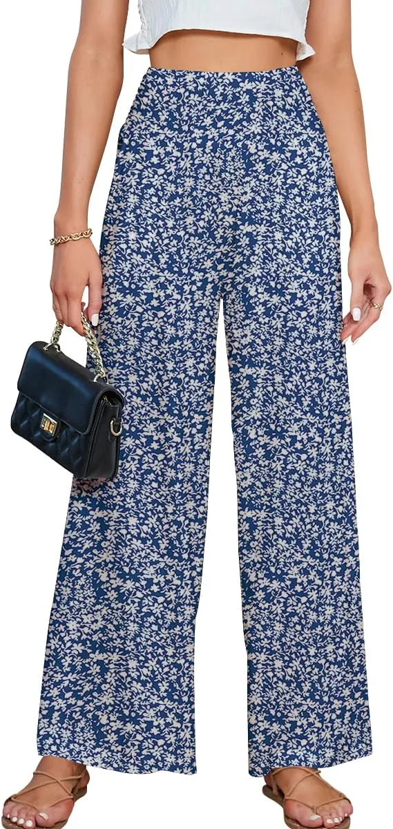 JASPAL Women Casual High Waisted Palazzo Pants Wide Leg Long Lounge Trendy Trousers with Pocket