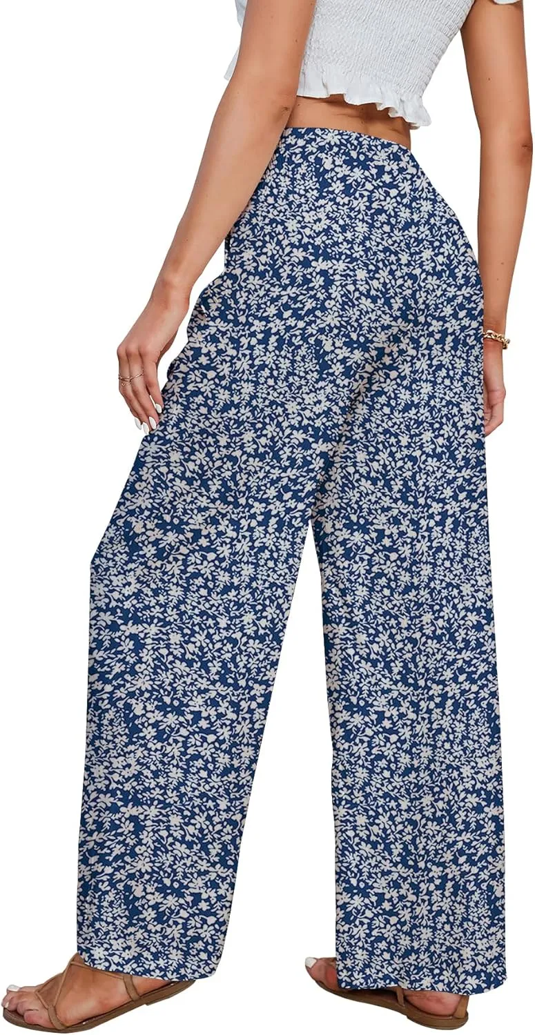 JASPAL Women Casual High Waisted Palazzo Pants Wide Leg Long Lounge Trendy Trousers with Pocket