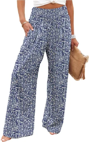 JASPAL Women Casual High Waisted Palazzo Pants Wide Leg Long Lounge Trendy Trousers with Pocket