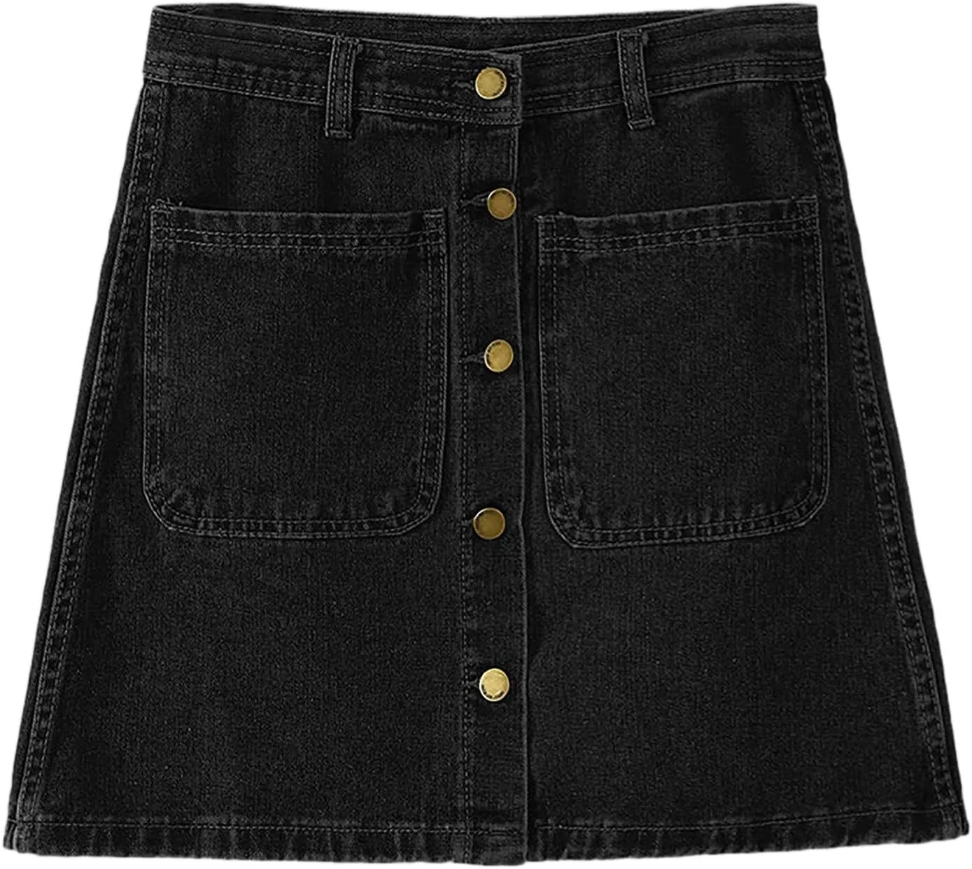 Jean Skirts for Women Denim High Waisted Trendy Stretchy Mini Button Front Short Pencil Skirt with Patch Pockets