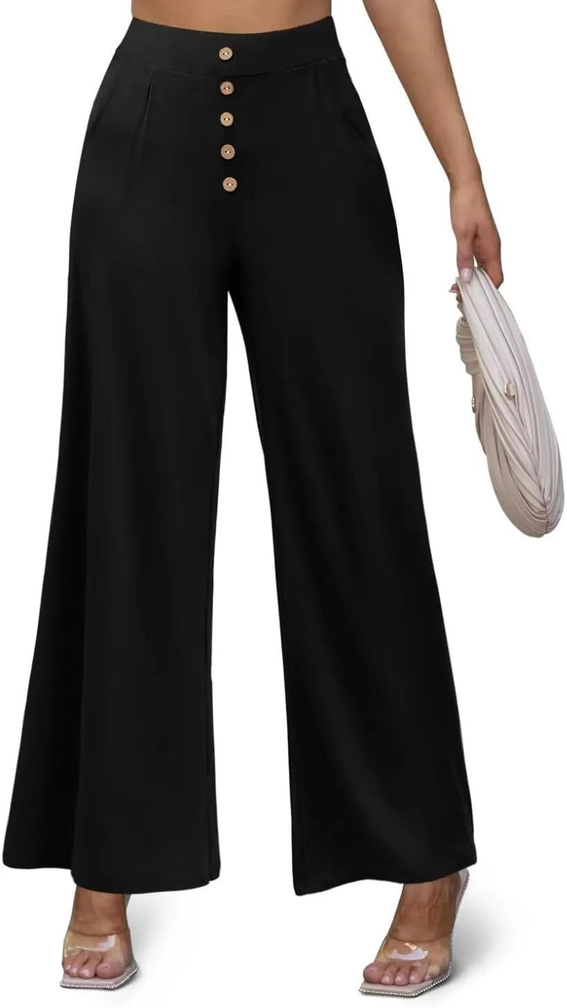 JZC Women's Wide Leg Casual Pants Cross Waist Palazzo Lounge Pajama Flowy Pants Yoga Sweatpants with Pockets