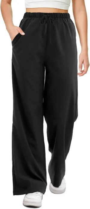 keriffe Women's Wide Leg Casual Palazzo Pants High Waist Summer Flowy Beach Pants Dress Trousers with Pocekts