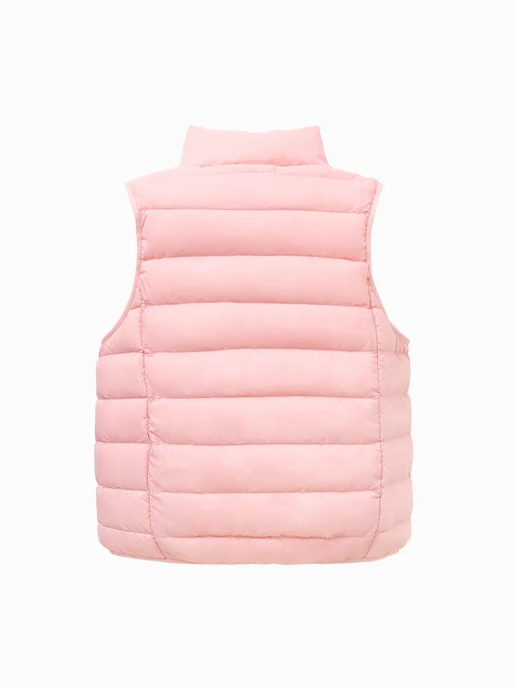 Kids Basic Multicolor Stand Collar Down Vest208422101205
