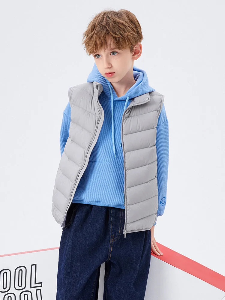 Kids Basic Multicolor Stand Collar Down Vest208422101205