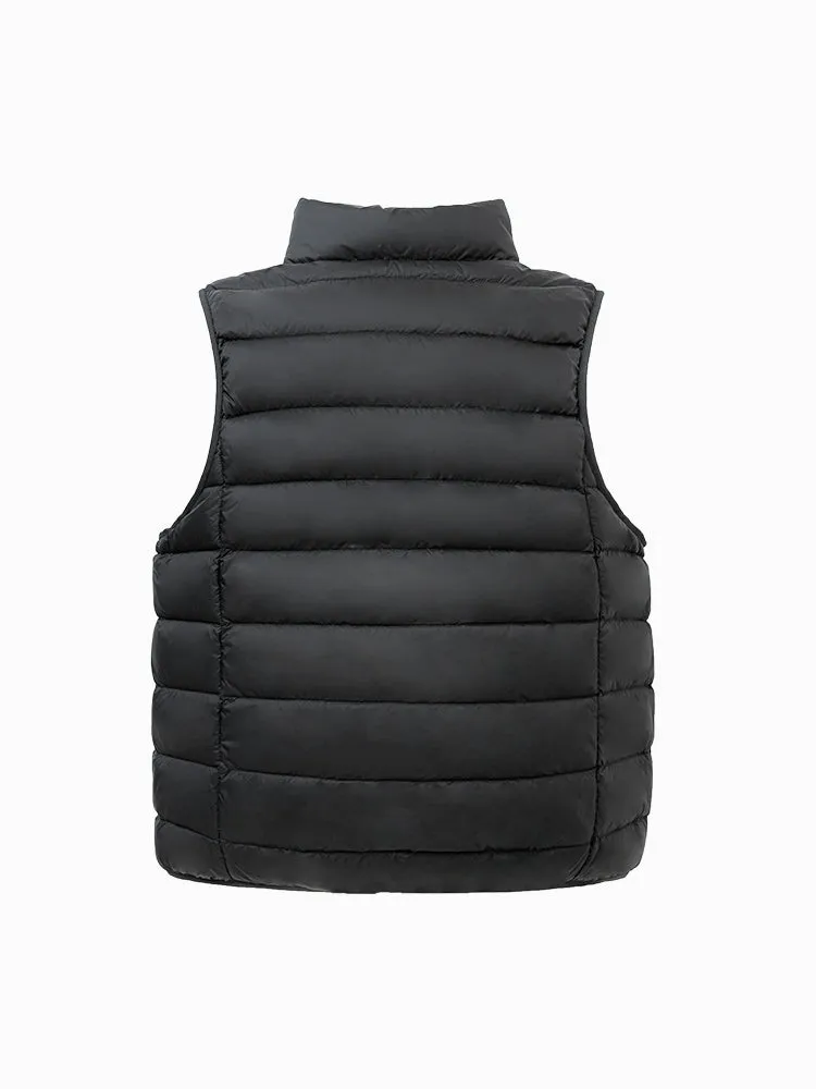 Kids Basic Multicolor Stand Collar Down Vest208422101205