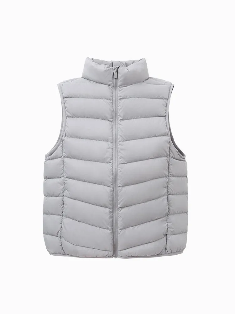 Kids Basic Multicolor Stand Collar Down Vest208422101205