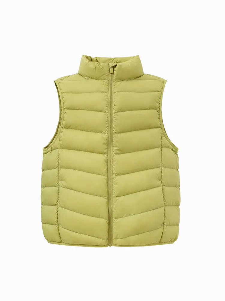Kids Basic Multicolor Stand Collar Down Vest208422101205