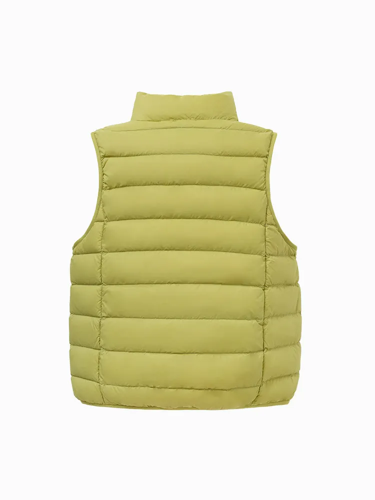Kids Basic Multicolor Stand Collar Down Vest208422101205