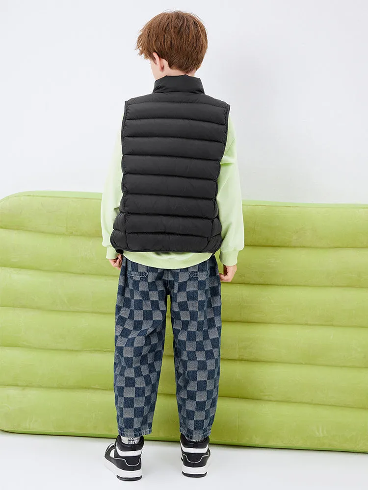 Kids Basic Multicolor Stand Collar Down Vest208422101205