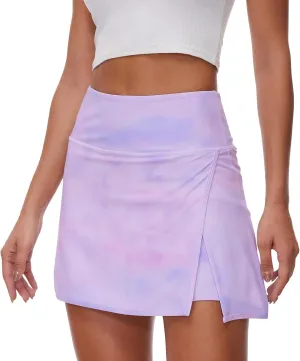 Lightbare Womens Tennis Skirts High Waisted Mini Golf Skirt with Shorts Pockets Side Slit Skort Quick Dry for Athletic