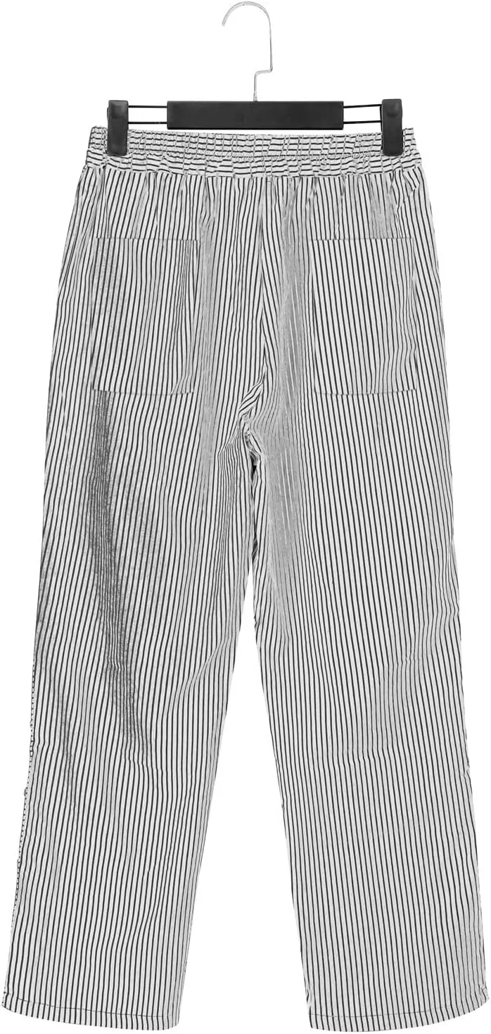 Linen Pants Women Summer Petite Striped Pants Ladies Gauze Pant Women's Pull On Trousers for Women Striped Pants
