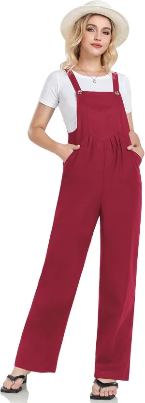 Lncropo Womens Causal Jumpsuits Wide Leg Boho Overalls Loose Rompers with Pockets Summer Bib Outfits
