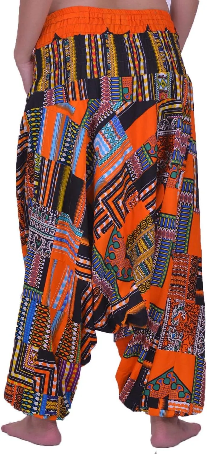 LOFBAZ Harem Yoga Pants for Women Patchwork Boho Hippie Bohemian Aladdin Unisex