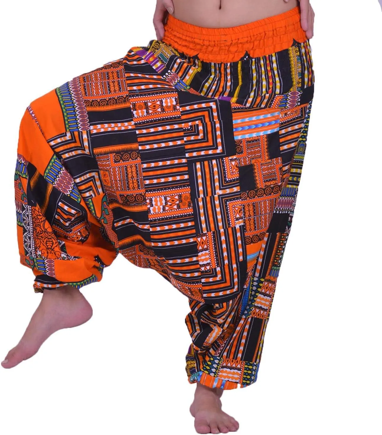 LOFBAZ Harem Yoga Pants for Women Patchwork Boho Hippie Bohemian Aladdin Unisex