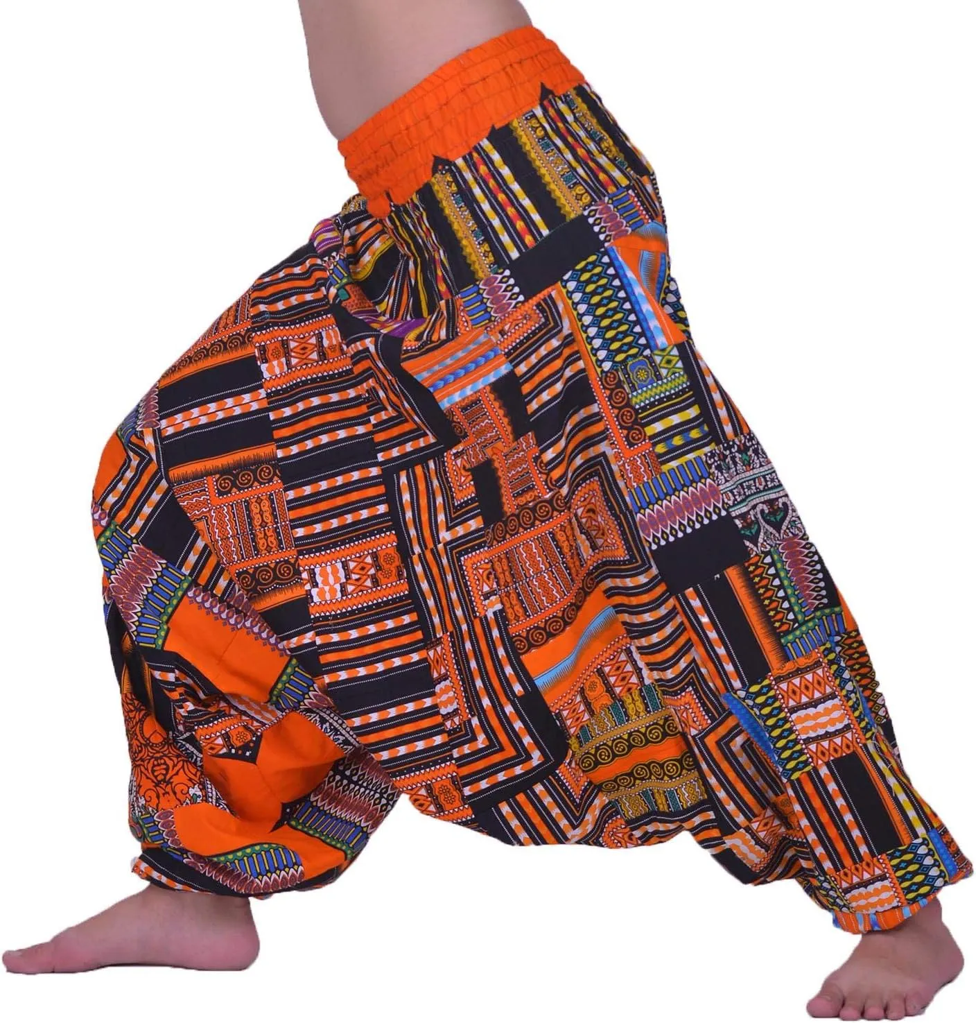 LOFBAZ Harem Yoga Pants for Women Patchwork Boho Hippie Bohemian Aladdin Unisex