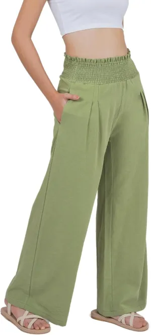 LOFBAZ Women Linen Wide Leg Palazzo Pants Flowy Casual Boho Trousers High Waist Beach Lounge Long Pant with Pockets