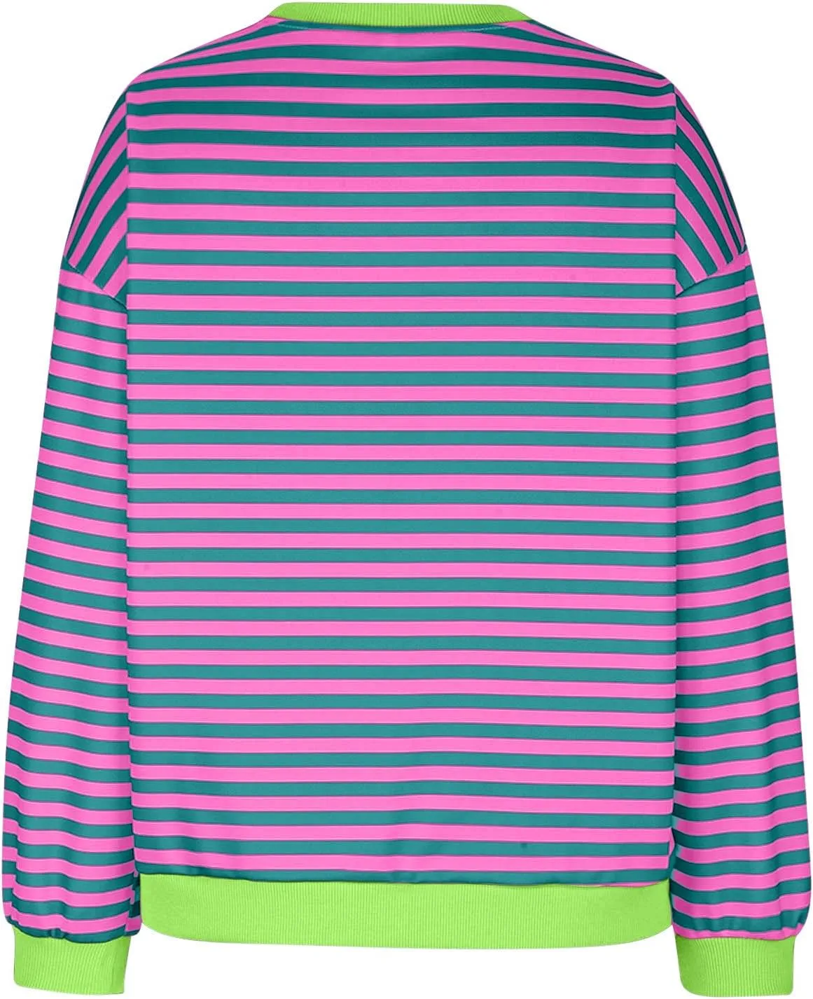 Long Sleeve Sweatshirt for Women Stripe Color Block Sweatshirt Casual Oversized Sweatshirt Crew Neck Pullover