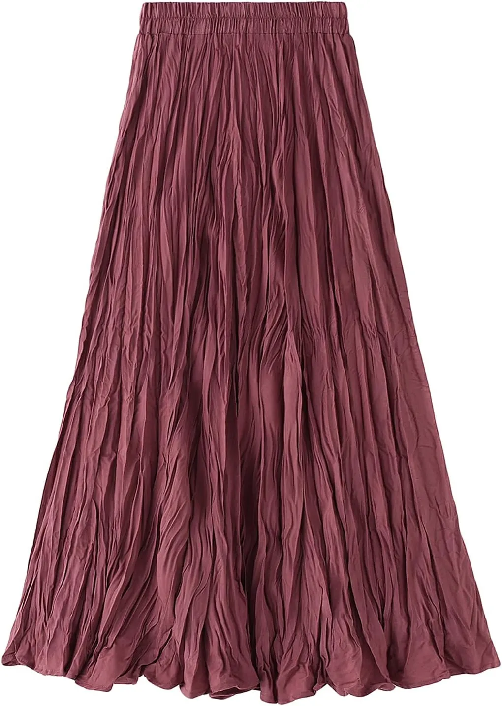 Lu's Chic Women's Long Skirt Pleated A Line Dress Fall Casual Polyester Swing Dress Tea Length Midi