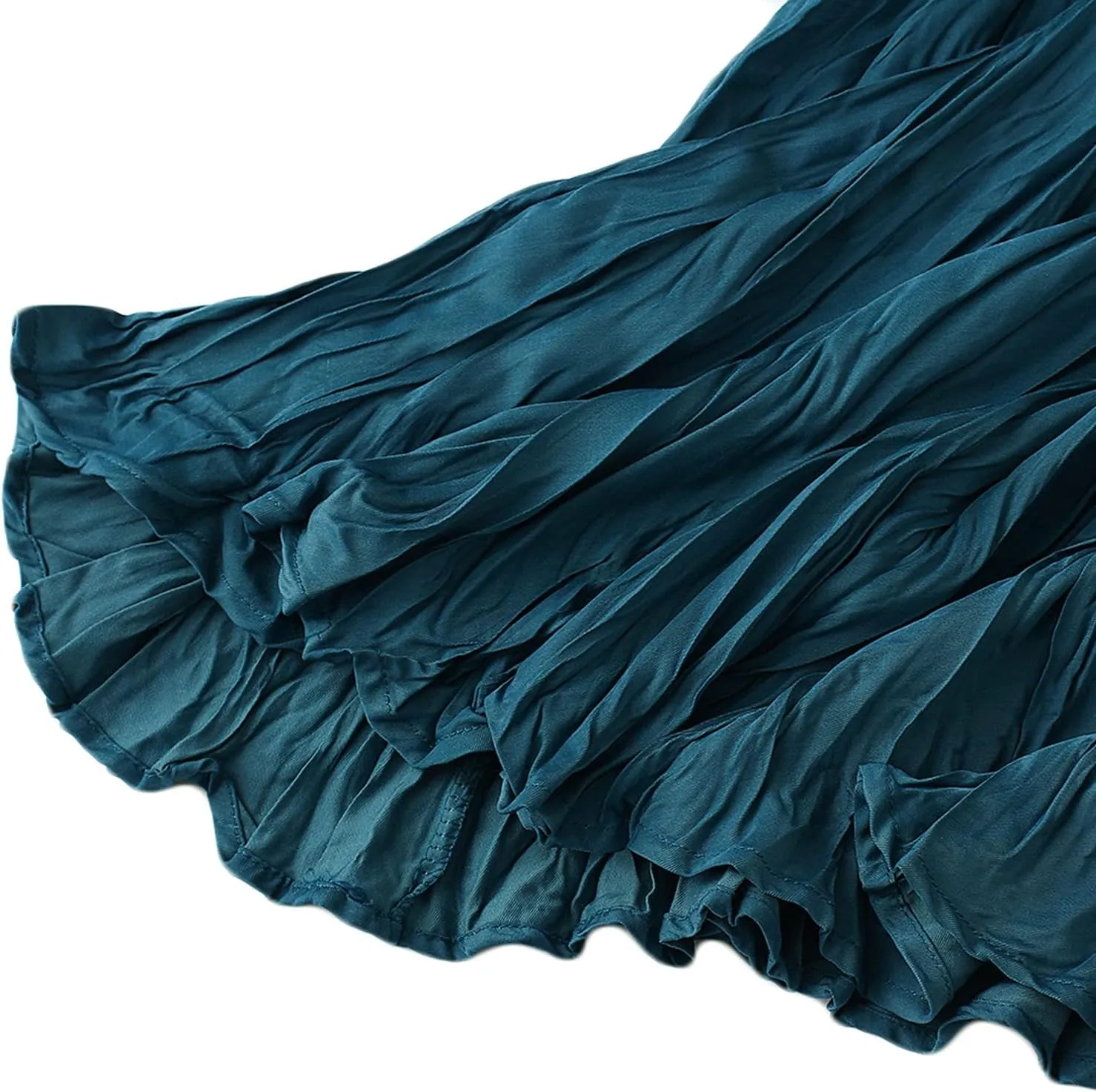 Lu's Chic Women's Long Skirt Pleated A Line Dress Fall Casual Polyester Swing Dress Tea Length Midi