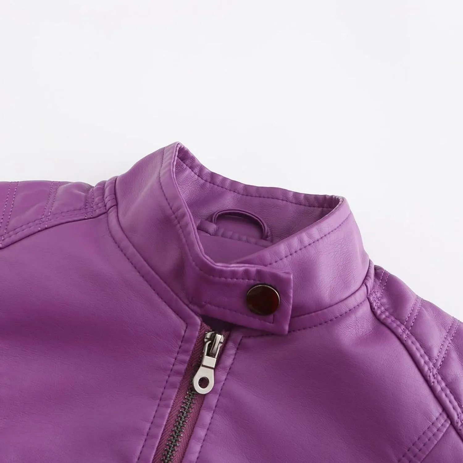 Lu's Chic Women's Long Sleeve Coat Faux Leather Snow Spring Motorcycle Full Zip Leather Jacket Winter Jacket