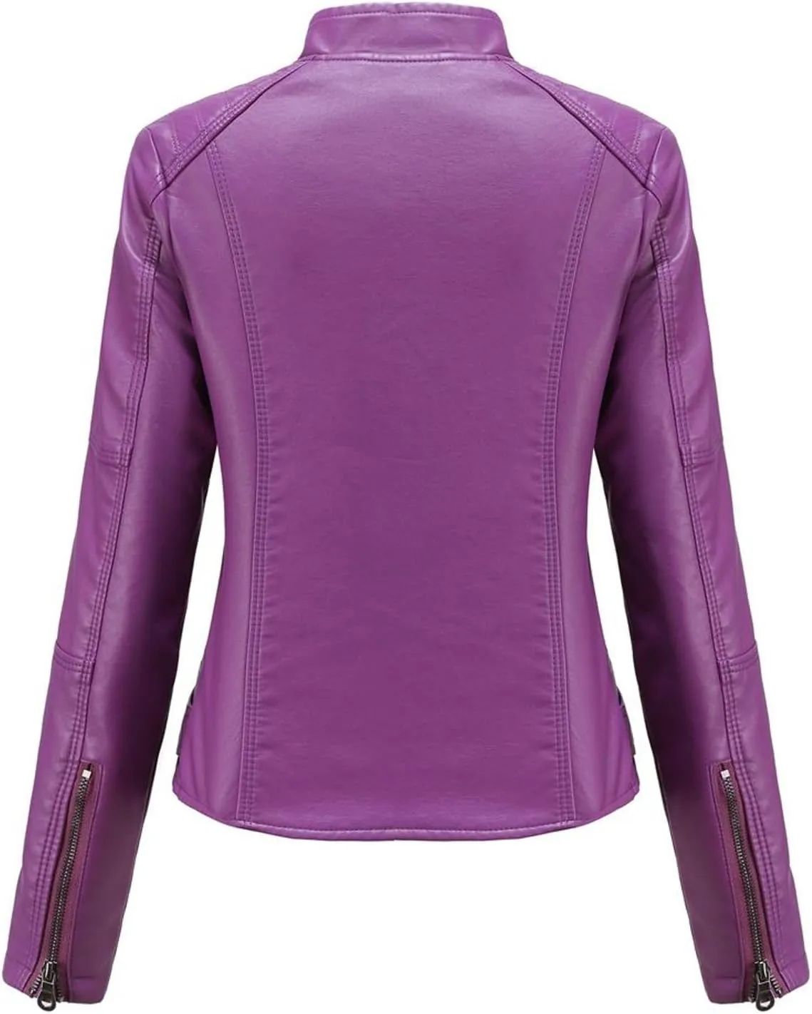 Lu's Chic Women's Long Sleeve Coat Faux Leather Snow Spring Motorcycle Full Zip Leather Jacket Winter Jacket