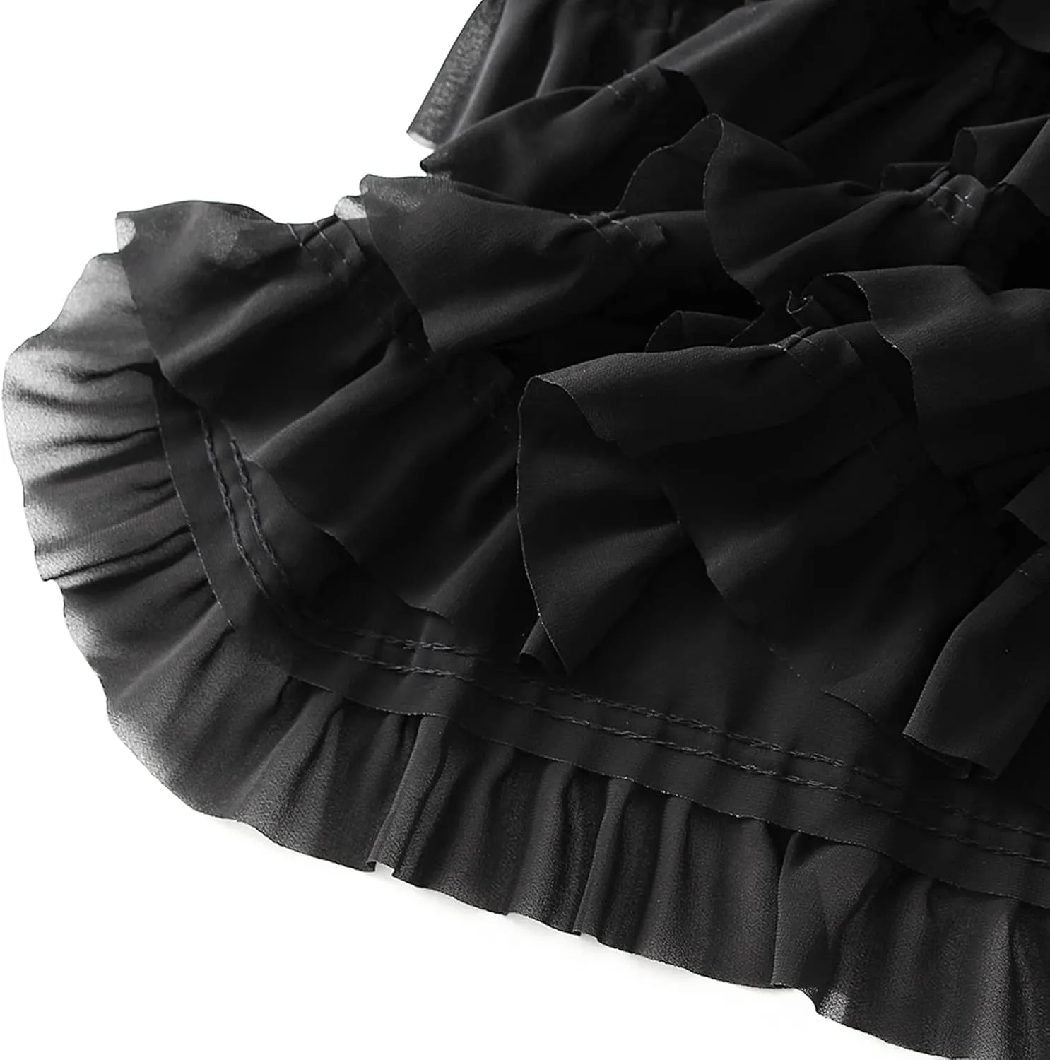 Lu's Chic Women's Ruffle Skirt Long Tulle Skirt Pleated Mesh Midi Chiffon Tutu Skirt Tiered Petticoat