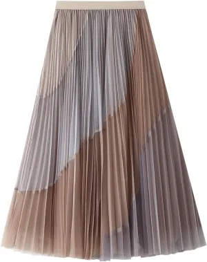 Lu's Chic Women's Tulle Skirt Tutu Skirts Tea-Length Elastic Waist A-line Layered Mesh Midi Length
