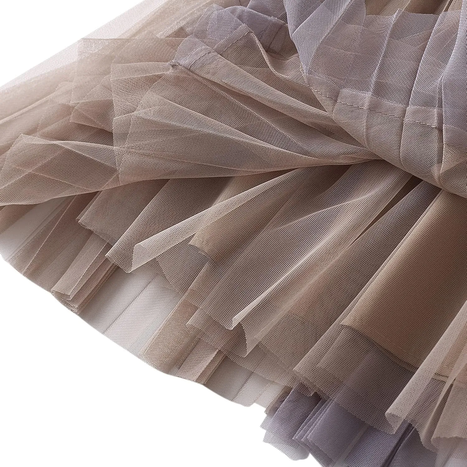 Lu's Chic Women's Tulle Skirt Tutu Skirts Tea-Length Elastic Waist A-line Layered Mesh Midi Length