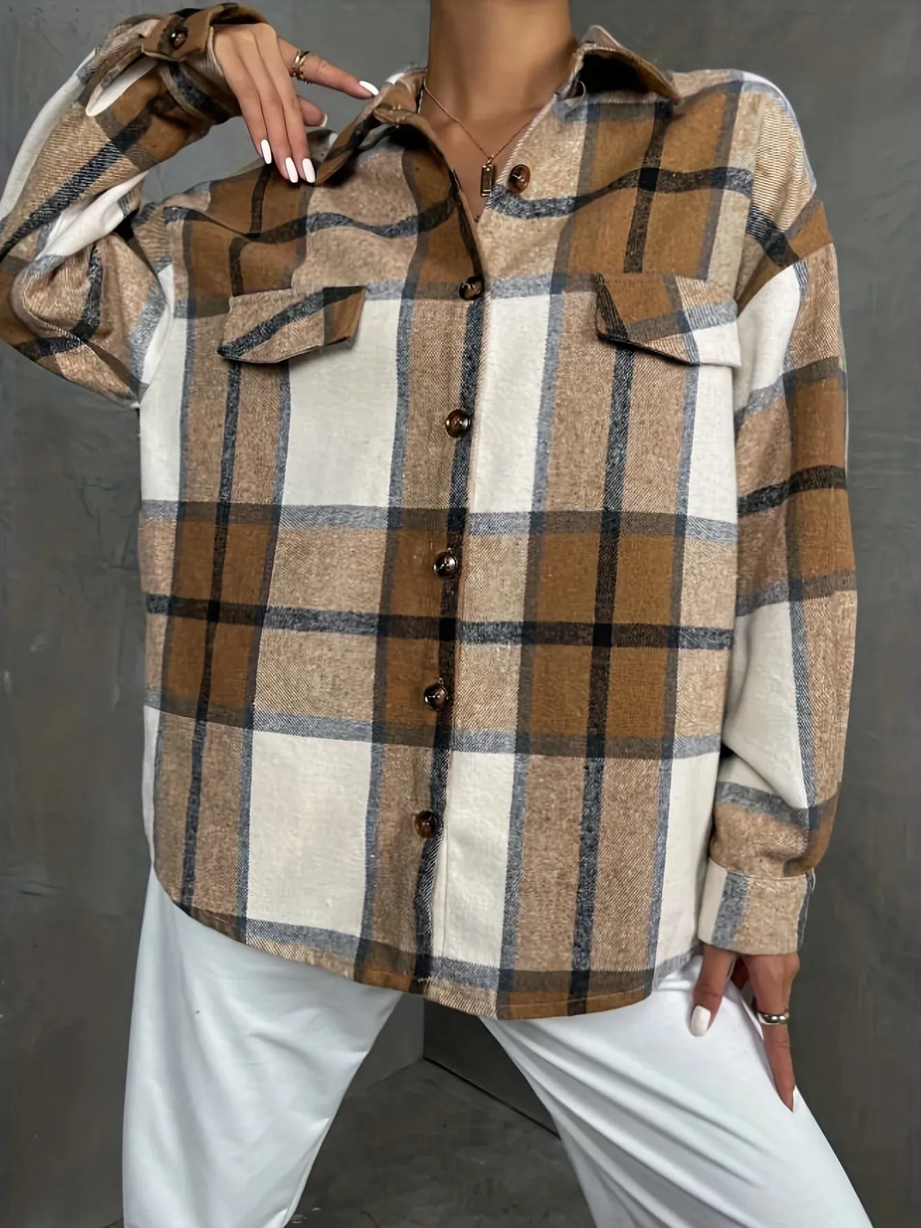LVSANW 2024 Spring Autumn Tops Women's Casual Checkered Coat Women's Retro Elegant Jacket Casual Ladies Commuter Outwear