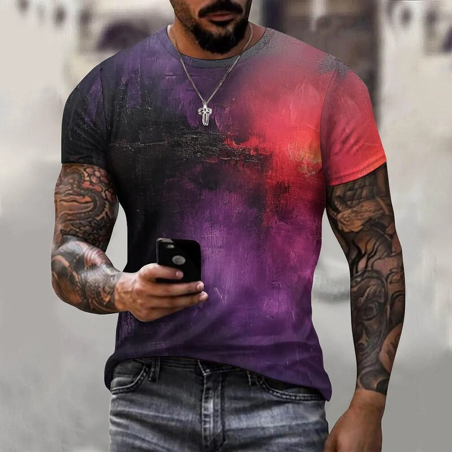 MARSVOVO Mens Camo T-Shirt Tops 2024 Novelty Graphic Casual Short Sleeve Sportswear Fashion Cotton Loose Workout Tee