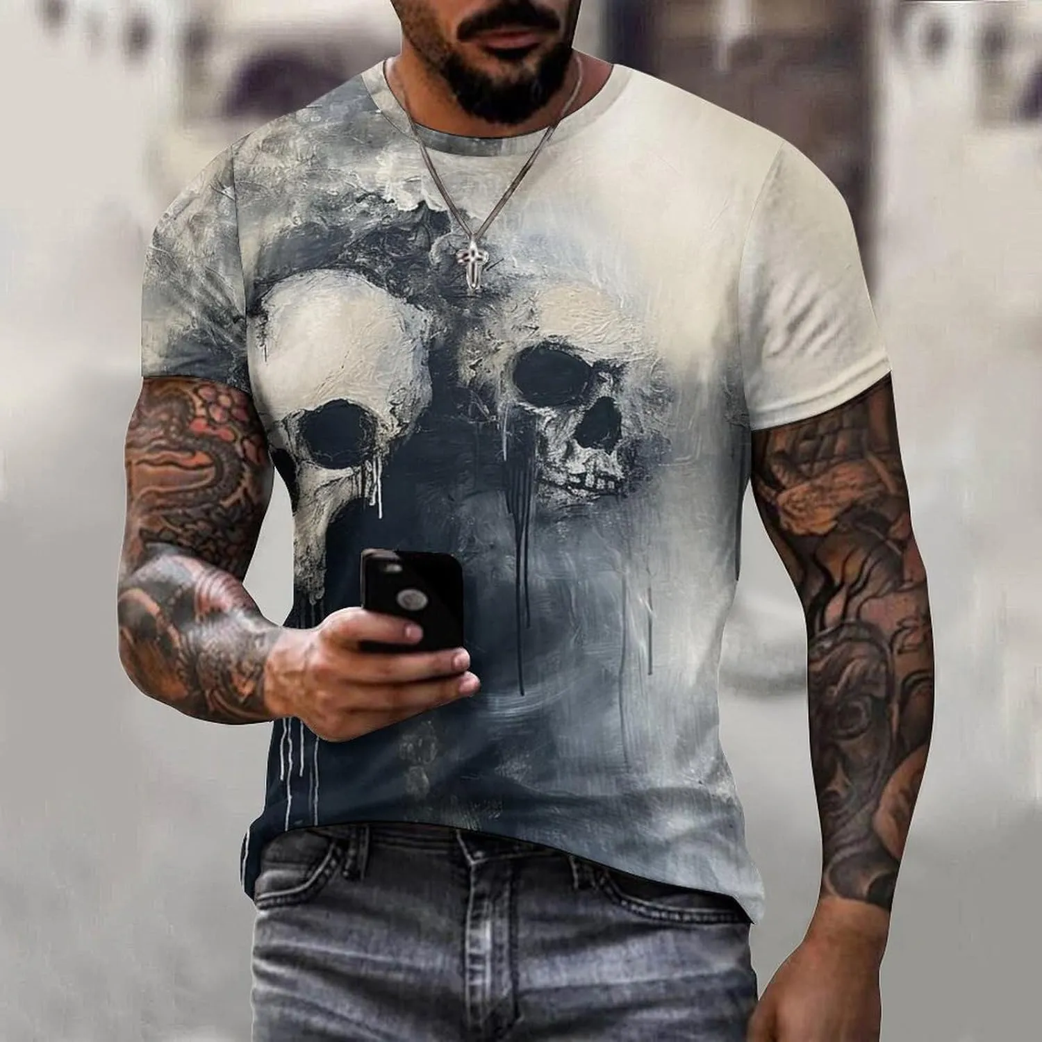 MARSVOVO Mens Camo T-Shirt Tops 2024 Novelty Graphic Casual Short Sleeve Sportswear Fashion Cotton Loose Workout Tee