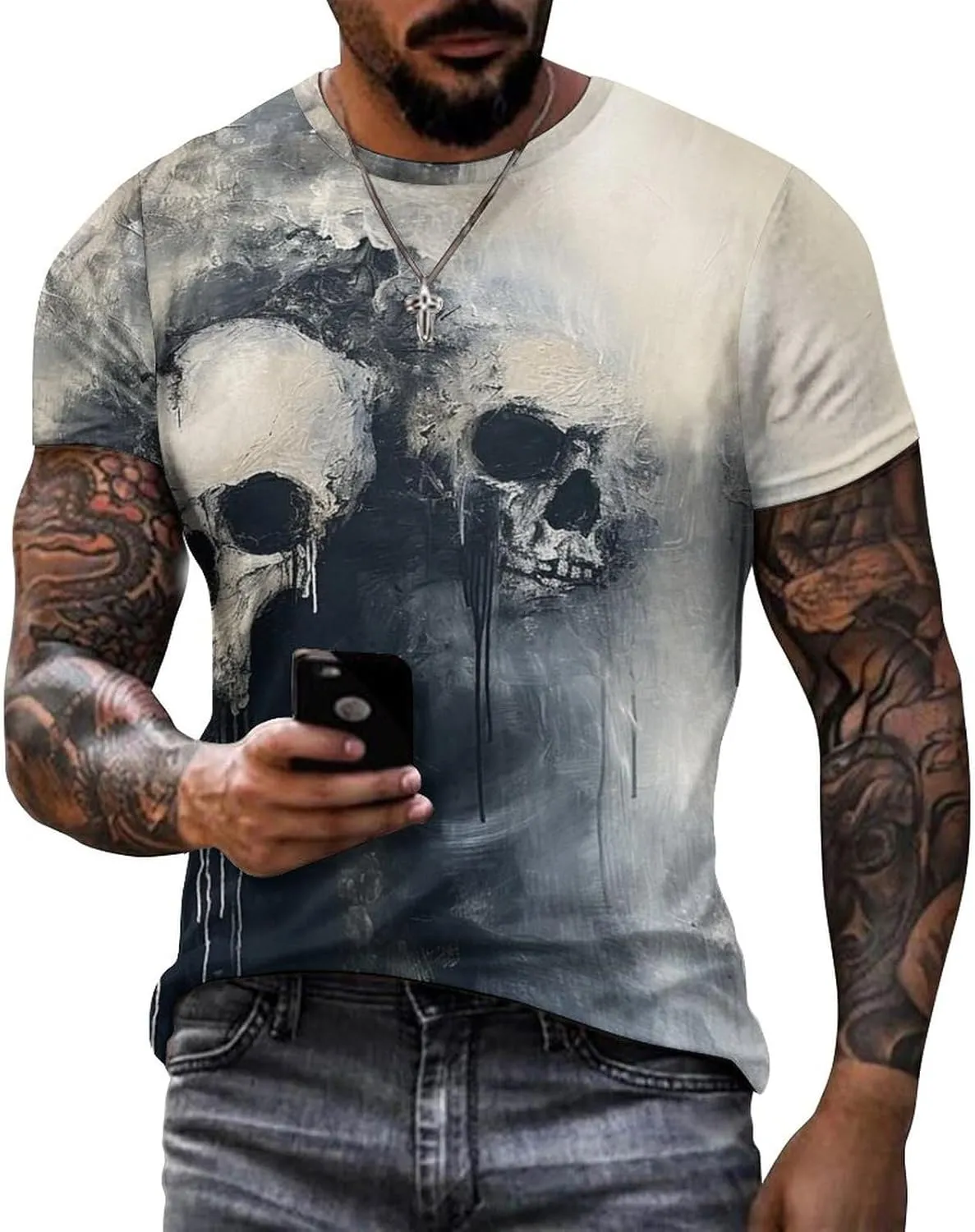 MARSVOVO Mens Camo T-Shirt Tops 2024 Novelty Graphic Casual Short Sleeve Sportswear Fashion Cotton Loose Workout Tee
