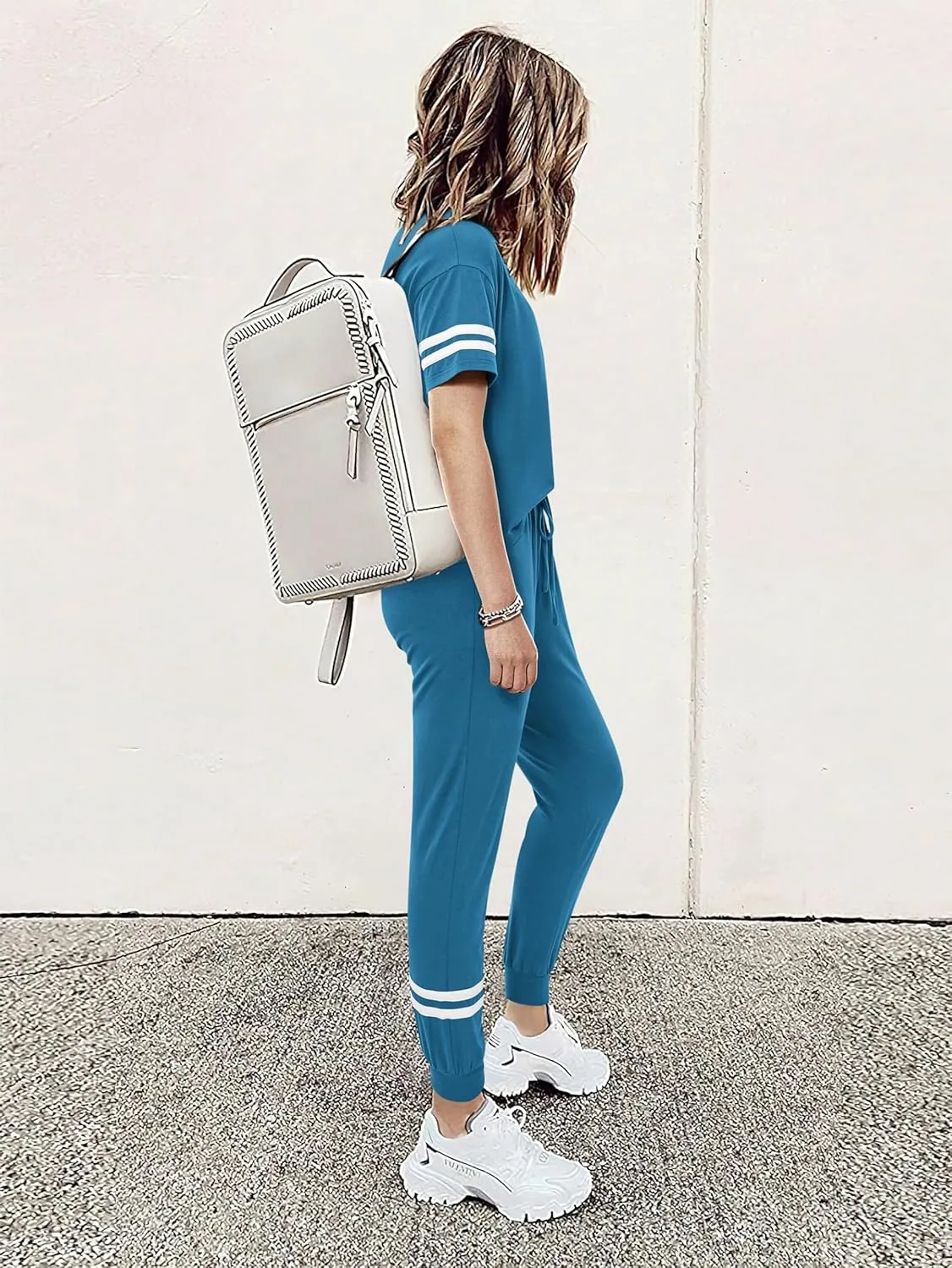 MASCOMODA 2 Piece Outfits for Women 2025 Summer Casual Quarter Zip Short Sleeve Tops Long Pants Tracksuit Jogger Lounge Sets