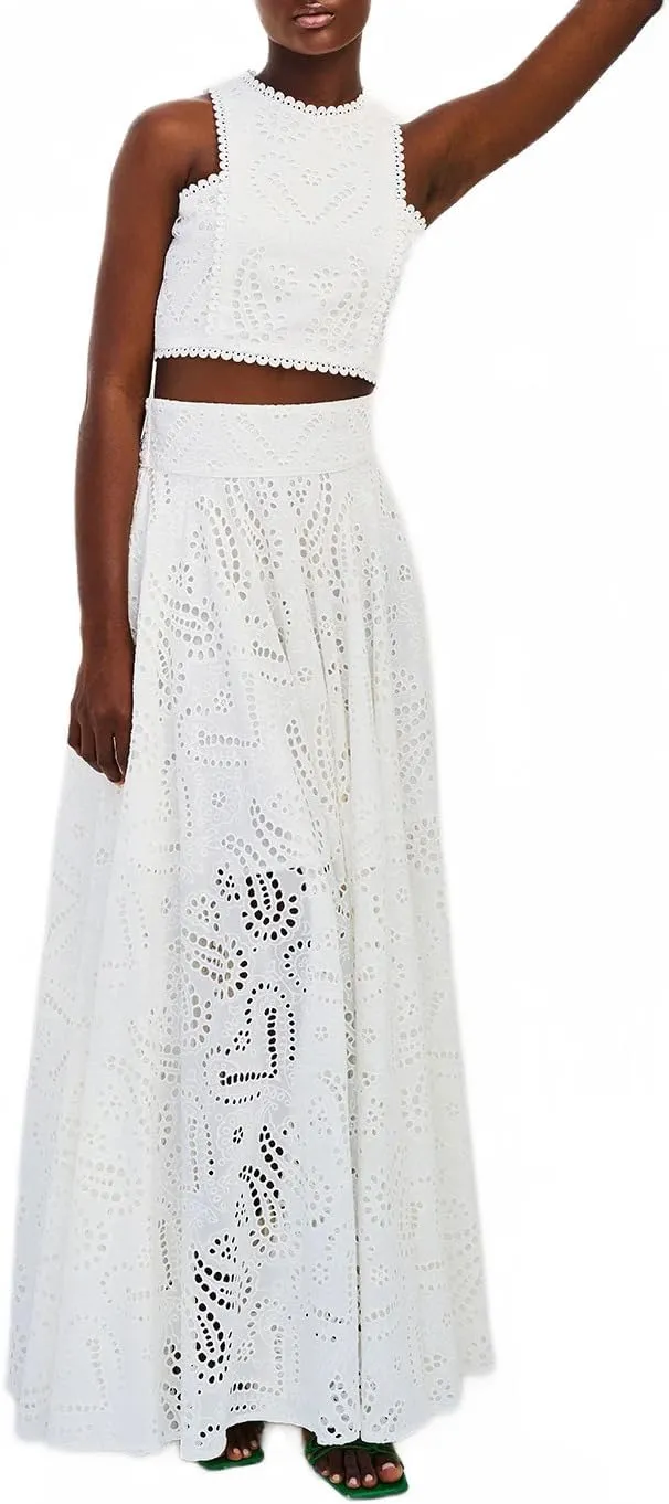 Melliflo Women's Summer 2 Piece Outfits Tank Crop Tops Long Skirt Set Sleeveless Maxi Dress with Pocket Nightclub Party Dress