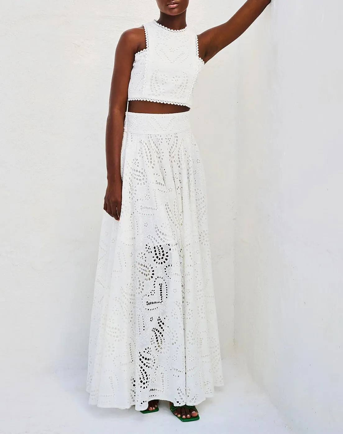 Melliflo Women's Summer 2 Piece Outfits Tank Crop Tops Long Skirt Set Sleeveless Maxi Dress with Pocket Nightclub Party Dress
