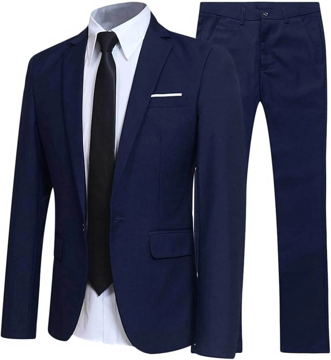 Mens 2 Piece Slim Fit Wedding Tuxedo Suit One Button Notch Lapel Blazer Jacket with Pants Set