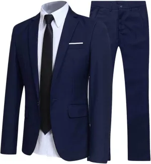 Mens 2 Piece Slim Fit Wedding Tuxedo Suit One Button Notch Lapel Blazer Jacket with Pants Set