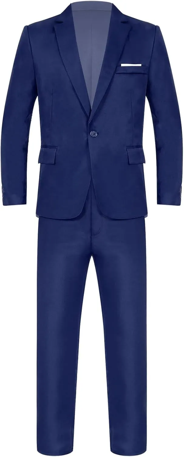 Mens 2 Piece Slim Fit Wedding Tuxedo Suit One Button Notch Lapel Blazer Jacket with Pants Set