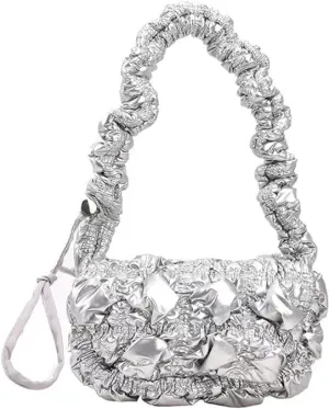 Mini Puffer Shoulder Bag Chic Gradient Rainbow Cloud Bag Quilted Hobo Crossbody Bag Handbag Cute Small Purse Satchel