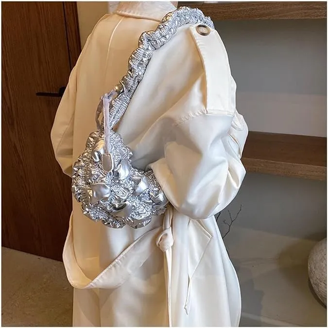 Mini Puffer Shoulder Bag Chic Gradient Rainbow Cloud Bag Quilted Hobo Crossbody Bag Handbag Cute Small Purse Satchel