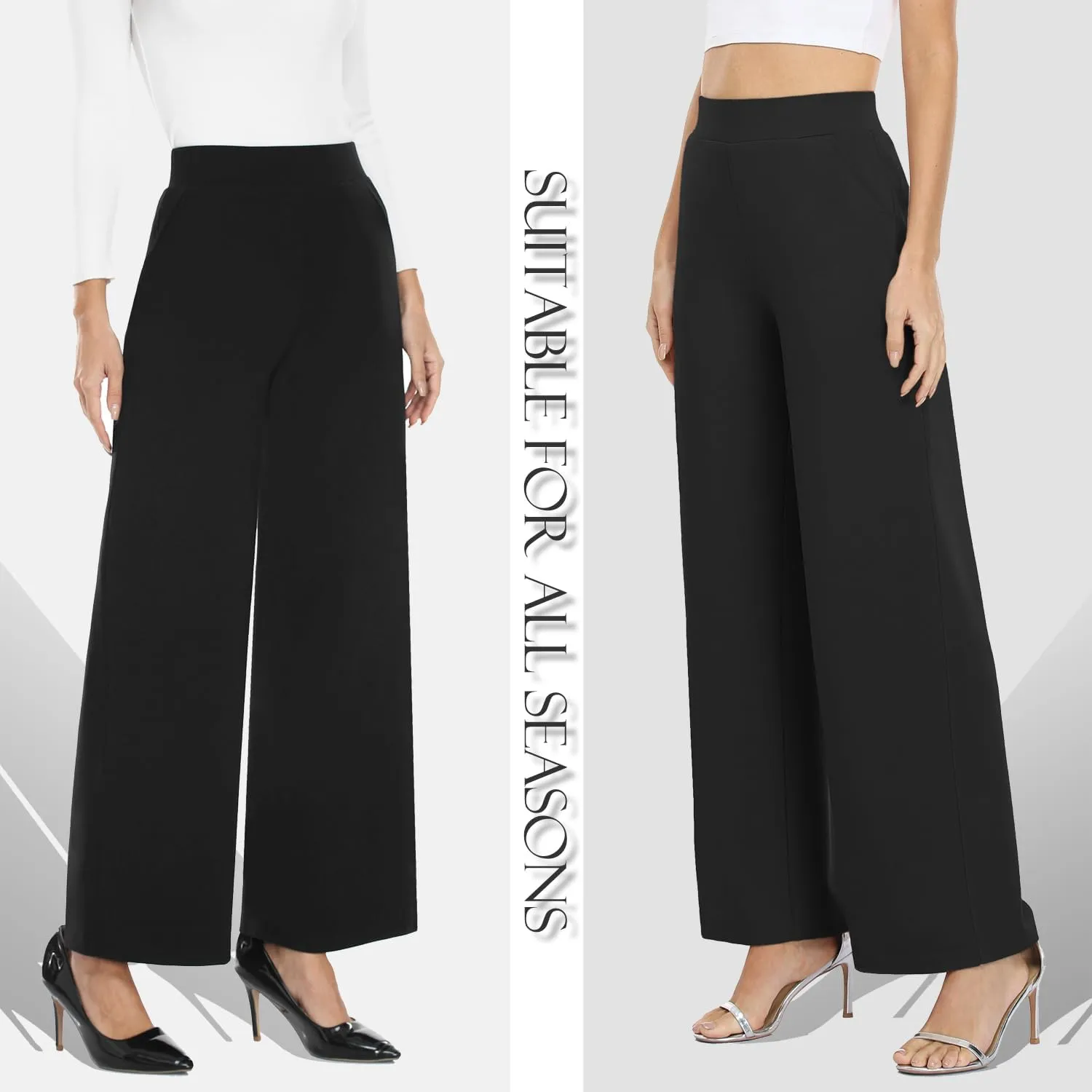 MISS MOLY Women's High Waist Wide Leg Palazzo Pants Business Casual Stretch Trousers Dress Pants