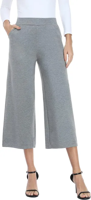 MISS MOLY Women's Wide Leg Pants Business Crop Palazo Dress Pants Capris Culotte Stretch Pull On Work Pants