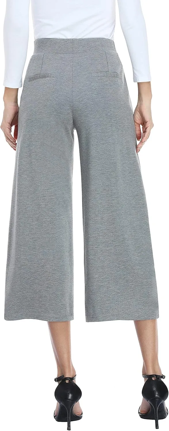 MISS MOLY Women's Wide Leg Pants Business Crop Palazo Dress Pants Capris Culotte Stretch Pull On Work Pants